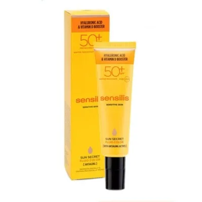 SUN SECRET. Soin pour le visage. Anti-âge. Fluide teinté. SPF50+ (50 ml) , SENSILIS